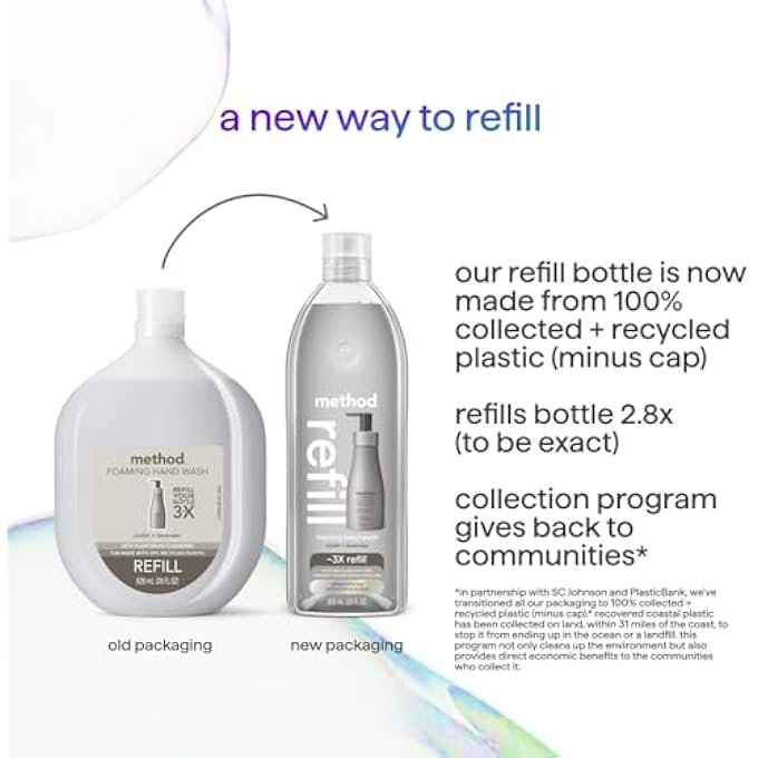 Method FOAMING HAND SOAP REFILL, VIOLET + LAVENDER, RECYCLABLE BOTTLE, BIODEGRADABLE FORMULA, 28 FL OZ (PACK OF 4) - Image 5